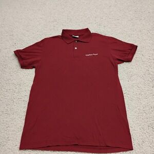 Vintage 80s Domino's Pizza Employee Uniform Work Polo Shirt Large Red Stedman